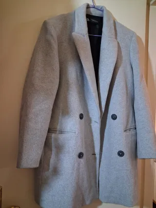 Abrigo paño Zara gris Talla M