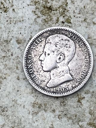 Moneda 1 Peseta 1903 Alfonso XIII. plata