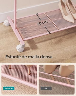 Perchero SONGMICS Rosa con Ruedas