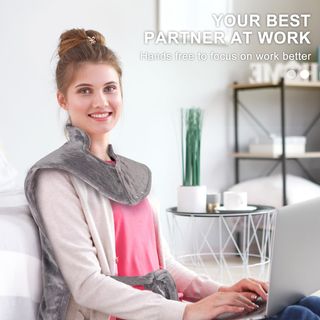 Manta Electrica FY-HW2550 Nuevo Lumbar Espalda y Cuello 63X100CM, Esterilla Electrica Cable Extralargo de 3 Metros, 6 Niveles de Temperatura, con 4 Temporizadores,Lavable a Máquina (Gris)