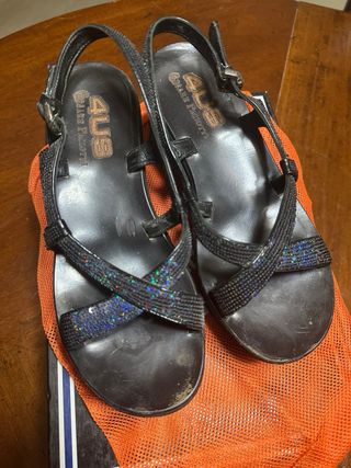 Sandali Paciotti paiette, zeppa scamosciata nera