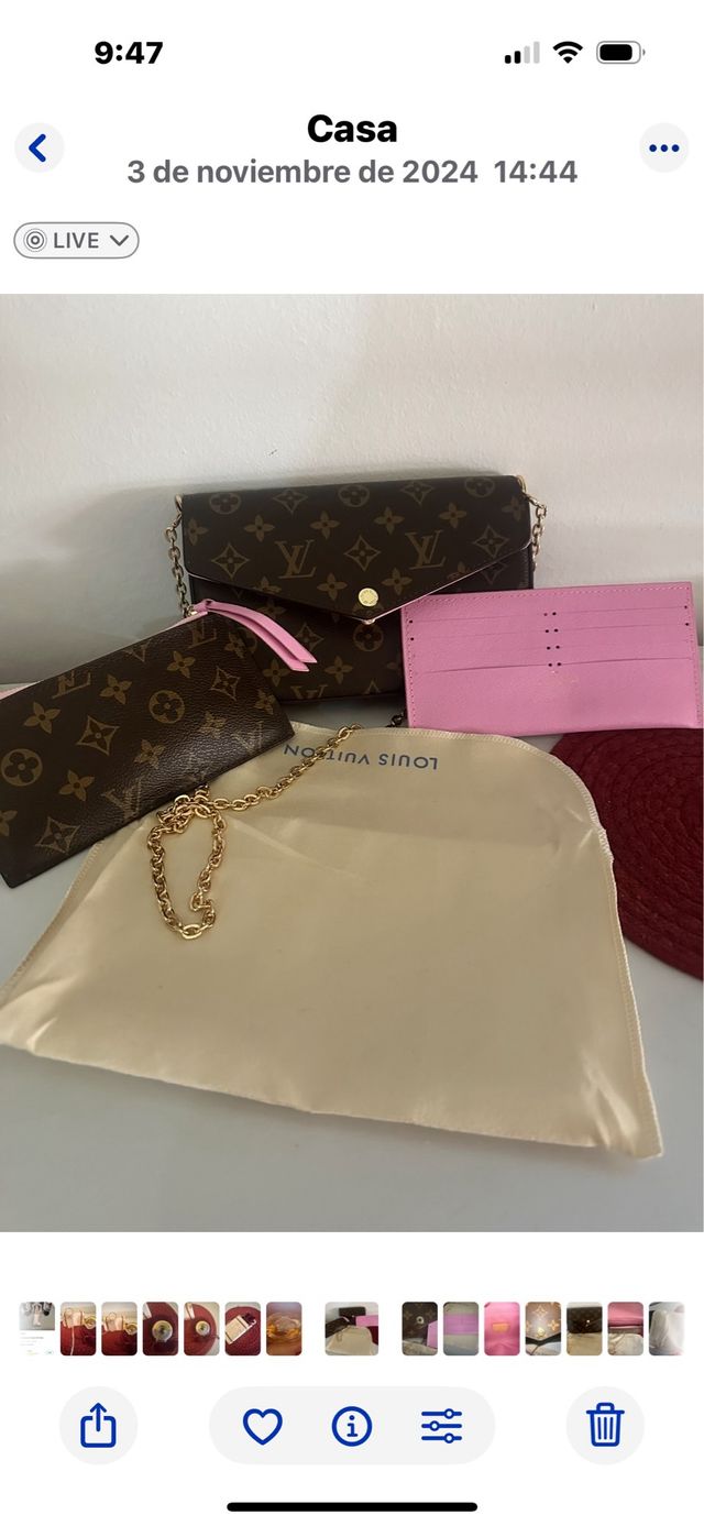 Borsa in pelle con portafoglio e porta carte ispirata a Louis Vuitton
