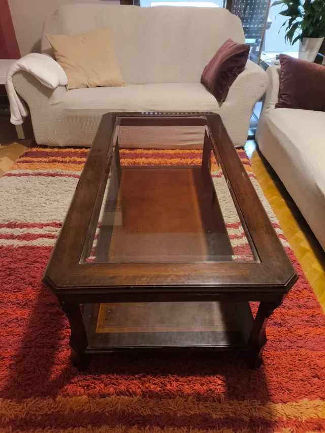 Mesa de centro madera y cristal