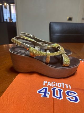 Sandali Paciotti Paiette Zeppa Scamosciata