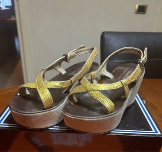 Sandali Paciotti Paiette Zeppa Scamosciata