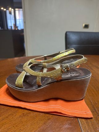 Sandali Paciotti Paiette Zeppa Scamosciata