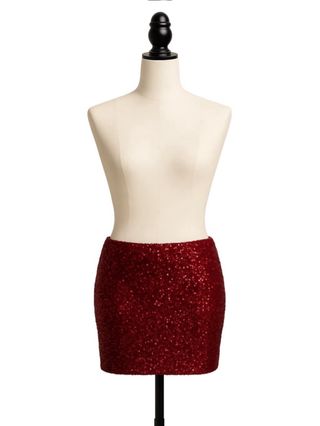Falda burdeos lentejuelas