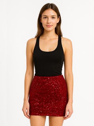 Falda burdeos lentejuelas