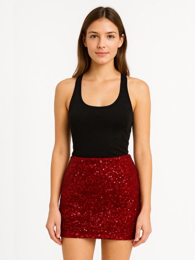 Falda burdeos lentejuelas