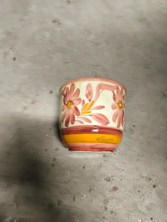 Soporte plantas madera con tiesto cerámica