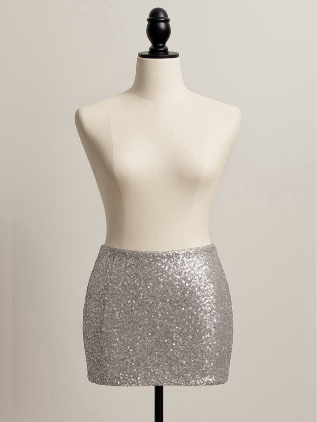 Falda pantalón lentejuelas plata