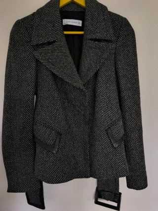 Chaqueta Zara Tweed Negra y Gris