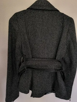 Chaqueta Zara Tweed Negra y Gris