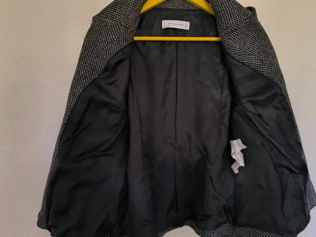 Chaqueta Zara Tweed Negra y Gris