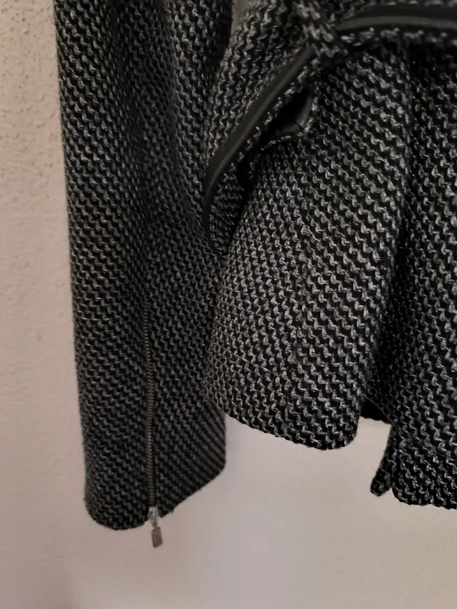 Chaqueta Zara Tweed Negra y Gris