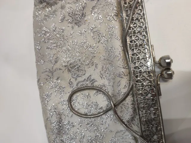 Bolso fiesta vintage plateado. Años 60-70.