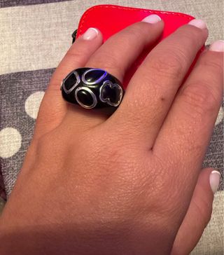 Anillo Tous Negro y Plateado