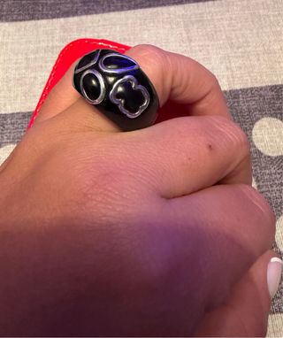 Anillo Tous Negro y Plateado