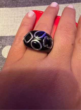 Anillo Tous Negro y Plateado