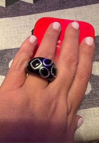 Anillo Tous Negro y Plateado