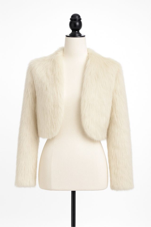 Chaqueta crop pelo beige