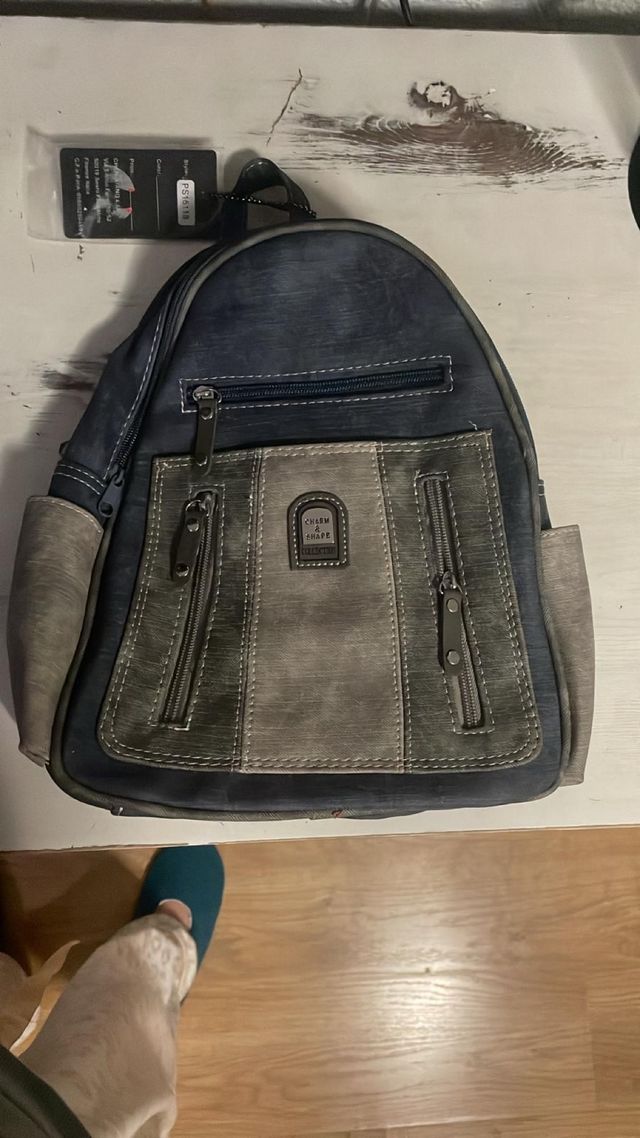 Mochila estilo vaquero azul y gris