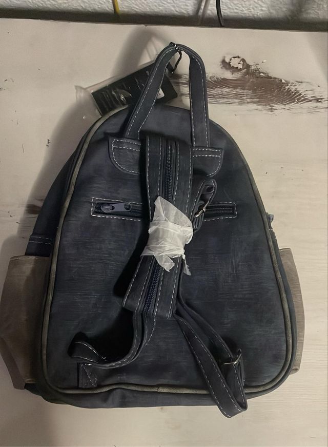 Mochila estilo vaquero azul y gris