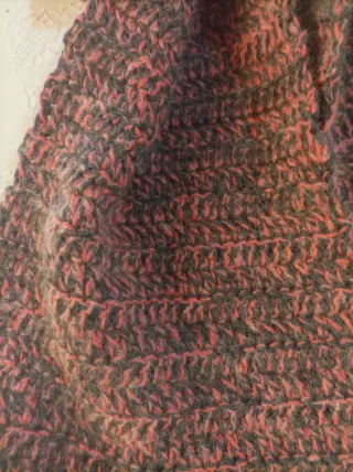 Sciarpa fatta a mano uncinetto grigio/arancione