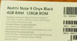 Xiaomi Redmi Note 9 128GB Nero Onyx