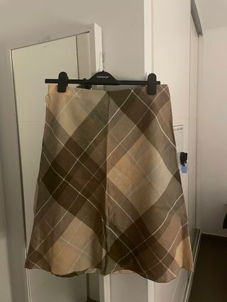 Falda Topshop cuadros beige y marrón