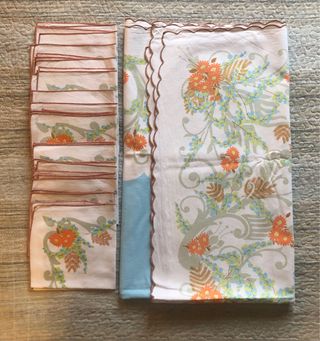 Tovaglia vintage anni 70 floreale 12 posti