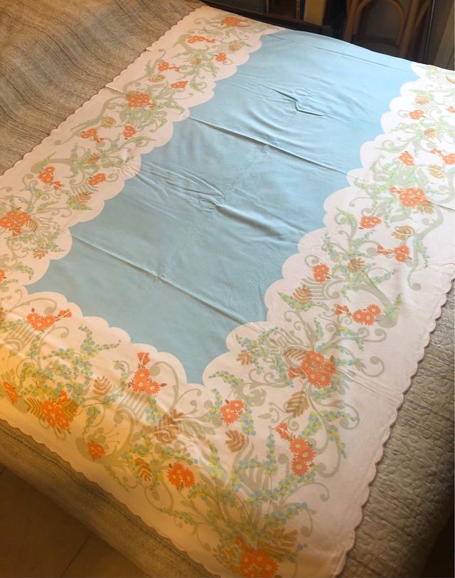 Tovaglia vintage anni 70 floreale 12 posti