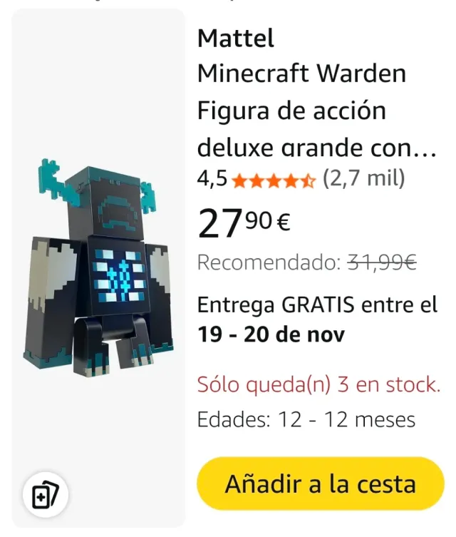 Figura Minecraft Warden con Luces