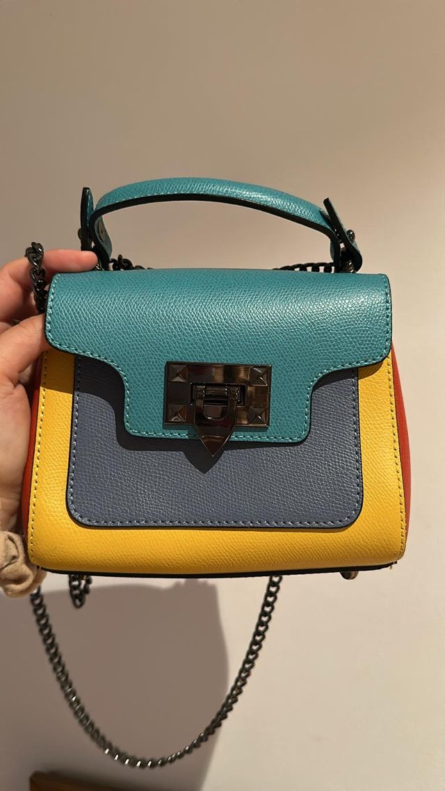 Bolso piel genuina bandolera mujer