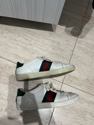 Zapatillas Gucci Blancas con Tira Verde y Roja org