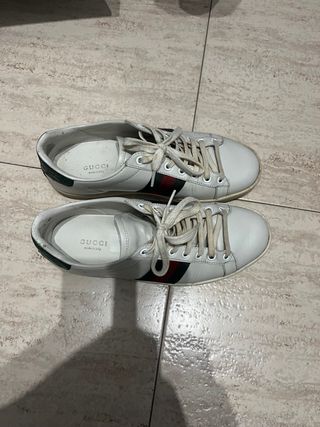 Zapatillas Gucci Blancas con Tira Verde y Roja org