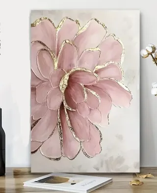 Stampa floreale su tela con dettagli oro