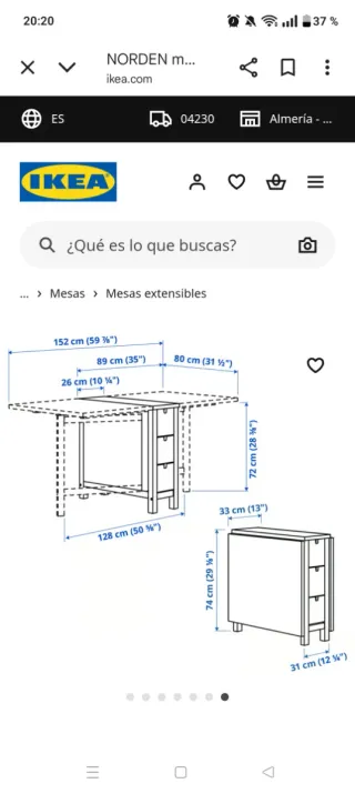 Tavolo da pranzo pieghevole Norden