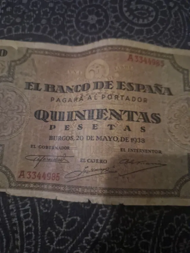 Billete 500 Pesetas Banco de España 1938