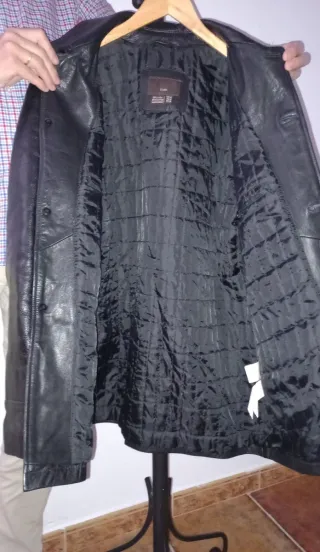 Chaqueta Cuero Zara Hombre Negra