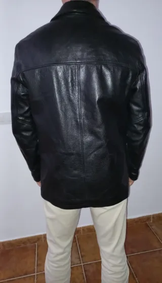 Chaqueta Cuero Zara Hombre Negra