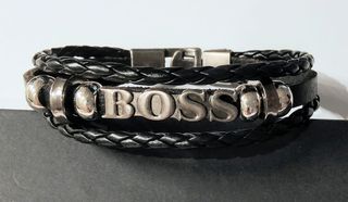 Pulsera Hugo Boss Cuero Trenzado y Metal - Mod. 1