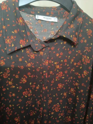 Vestito camicia fantasia floreale nero e rosso