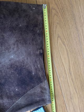 Gonna in pelle marrone asimmetrica con rouches