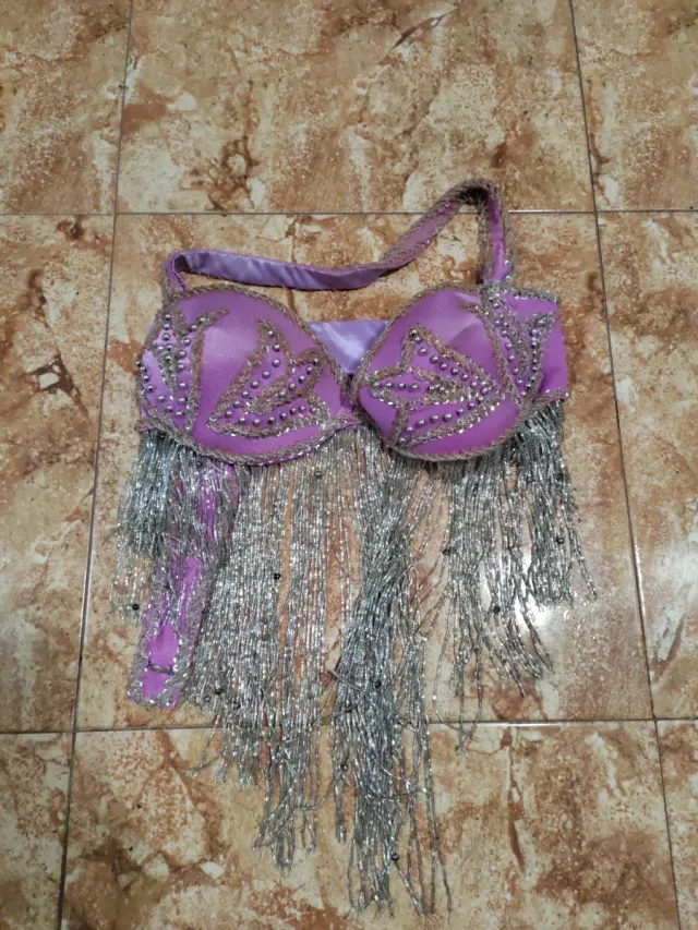 Traje Danza Vientre Morado y Plateado