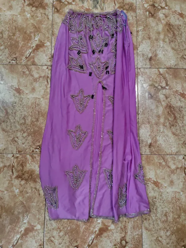 Traje Danza Vientre Morado y Plateado