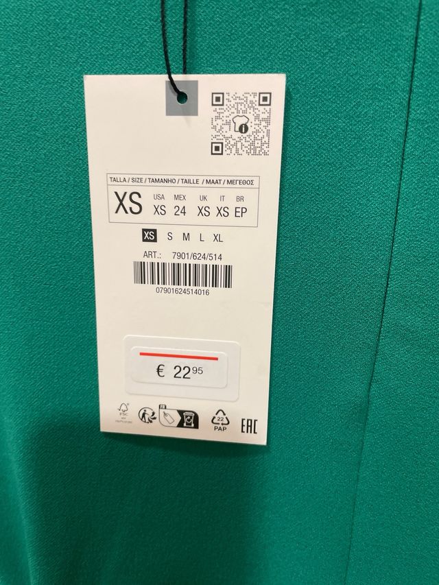 Vestido verde midi talla XS