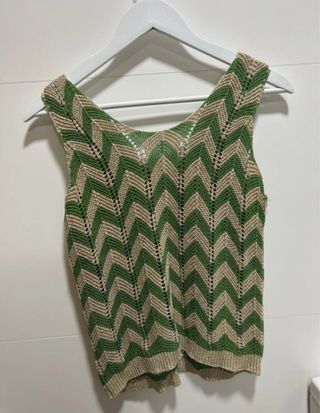 Blusa de tirantes verde y dorado