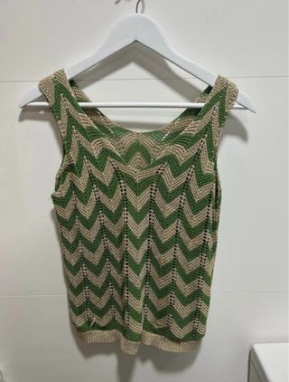 Blusa de tirantes verde y dorado