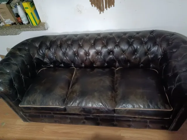 Sofá Chester Piel Marrón Oscuro